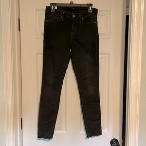 Joes Black Soft Jeans with Frayed Hem Ankle Cut